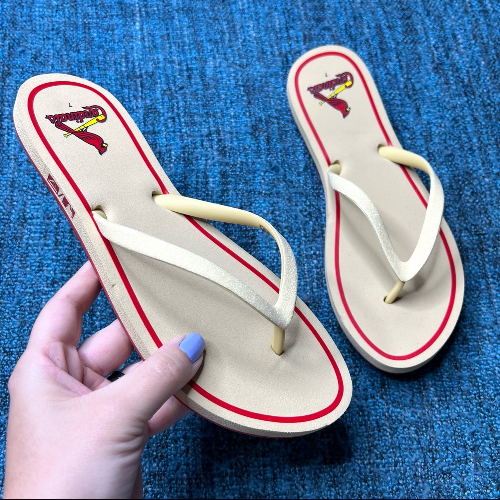 Reef x MLB Saint Louis Cardinals Stargazer Flip Flop Sandals Women's Size 7 NWOT
